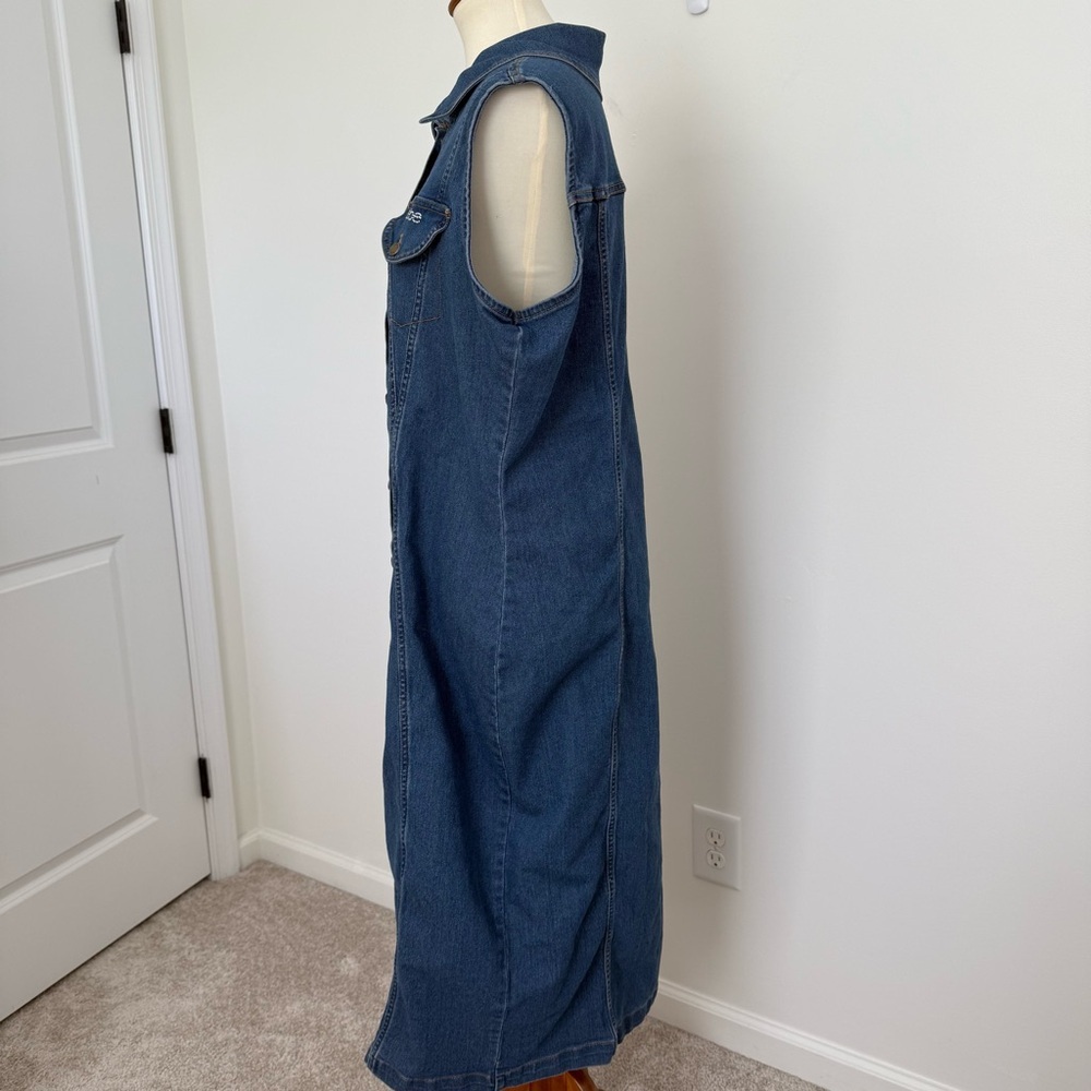 Bebe Y2K Denim Button Down Sleeveless Midi Dress Sz 3X‎ - Picture 4 of 12